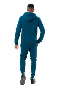 Survêtement décontracté 2 pièces personnalisable pour hommes, ensemble de logos brodés en tissu polaire à rayures et coupe régulière avec capuche zippée de grande taille - Product Image 5