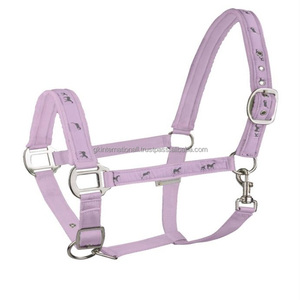 Customized Lining Double Stitched Nylon Horse <b>Halter</b> in Many Colors Adjustable <b>Halter</b> with Nickel Plated Solid Buckle and Rings - Product Image 1