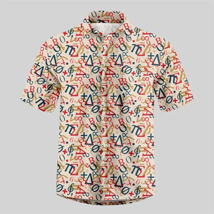 Camisa de Hombre con Estampado 3D de Símbolos Matemáticos y Placa de Circuito, Manga Corta, Cuello Solapa, Estilo Casual y Holgado para Verano - Product Image 4