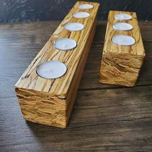 Support à bougies en bois avec design à plusieurs niveaux, résistant à la chaleur, décoration d'intérieur - Product Image 4