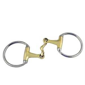 Mors de cheval de style occidental en cuivre avec chaîne à crochets et garnitures argentées, rouleau central pour joues, pour la mastication équine - Product Image 6
