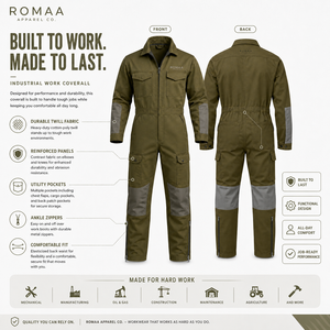 Overol de Trabajo Impermeable de Alta Visibilidad en Verde Oliva y Gris, con Paneles Reforzados de Spandex, Bolsillos Tipo Cargo y Cierres en los Tobillos - Product Image 3