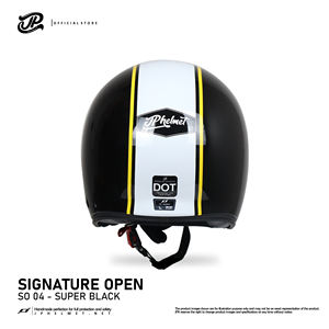 Casco Retro Abierto JP Signature SO 04 en Super Negro, combina diseño clásico y seguridad moderna para motociclismo - Product Image 3