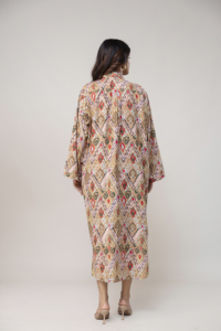 Robe chemise décontractée pour femme en ikat, 100% coton, longueur genou, manches longues, style bohème, coupe classique, printemps, été, automne, hiver - Product Image 5