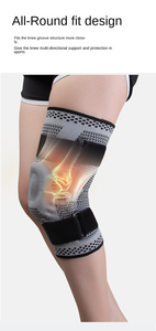 Genouillère de sport respirante à compression pour le fitness, unisexe, noire avec rayures bleues - Product Image 2