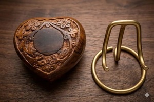 Rosewood Heart Urn Floral Filigree Carved Wood <b>Keepsake</b> <b>Memorial</b> Urn rosewood heart urn carved wooden heart urn floral carved - Product Image 2