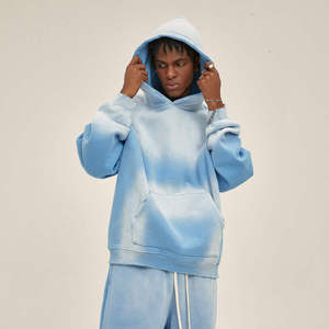 Sweat-shirt à capuche pour homme, en mélange de coton et polaire, coupe oversize, avec empiècements contrastants et poignets côtelés, style streetwear décontracté - Product Image 1
