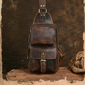 Bolso Bandolera Retro de Cuero Genuino de Alta Calidad para Hombre, Bolso de Hombro Cruzado Vintage, Bolso de Mensajero para Boda, Cumpleaños, Viajes - Product Image 1