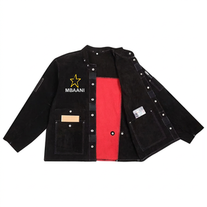 Veste de travail noire à manches longues MBAANI, boutonnée sur le devant, coupe régulière, vêtements de sécurité - Product Image 4
