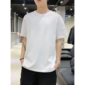 T-shirt décontracté pour homme en coton 100% de haute qualité 220 g/m², coupe classique, respirant, tricoté, avec impression de logo personnalisé OEM - Product Image 4