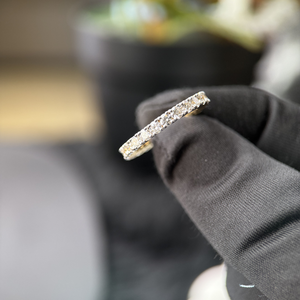 14K Yellow Gold Round Cut Lab Grown Diamond Eternity Wedding Band IGI Certified Full Eternity Stackable Ring - Product Image 5