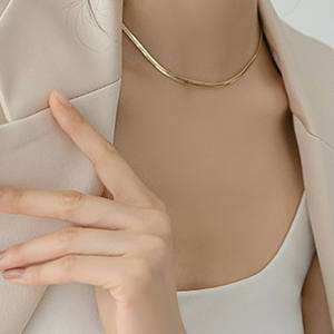 Collier ras du cou de luxe pour femme, chaîne fine en os de serpent doré, design de niche, sensation légère, chaîne de clavicule - Product Image 4