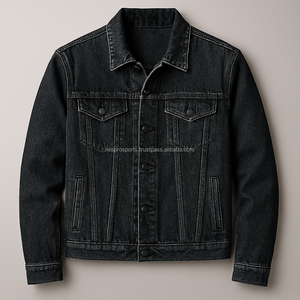 <b>Men</b> <b>Denim</b> <b>Jacket</b> Vintage Washed Stand Collar Front Logo Polyester/Cotton Casual Streetwear OEM Factory - Product Image 5