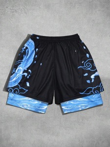 Custom Solid Front Quick Dry Breathable Eco-Friendly 100% Cotton Drawstring Closure Elastic Waistband Double Layer Running Men - Product Image 2