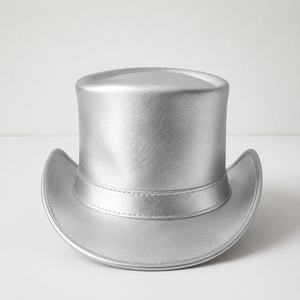 Sombrero de copa de cuero dorado metálico hecho a mano de primera calidad, estilo Steampunk, para cosplay de Sombrero Loco. - Product Image 2