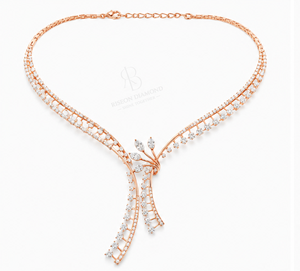 Elegant floral <b>necklace</b> in 18K rose gold with sparkling lab grown diamonds graceful modern couture bridal fashion des - Product Image 2