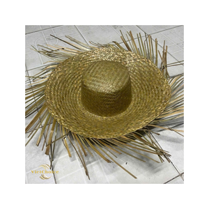 VietChoice Artisan Handwoven Grass Sun <b>Hat</b> With Frayed Trim Oversized Floppy Style for Beach and Outdoor Activities - Product Image 2