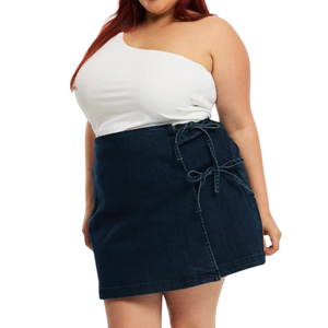 Vente en gros de jupes en jean pour femmes grandes tailles, tissu personnalisable, échantillon gratuit, meilleure qualité - Product Image 4