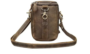 Vintage Genuine Leather Waist Bag Crossbody <b>Camera</b> Pouch Zipper Shoulder Satchel Custom Color Logo for Outdoor - Product Image 3