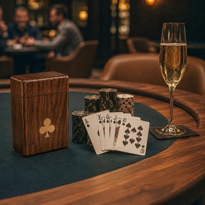 Boîte de rangement pour cartes en bois avec emblème de pique, forme rectangulaire, design rustique, pour table, utilisation en intérieur, salon - Product Image 1