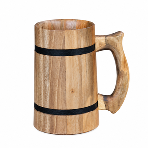 Jarra de Cerveza de Madera Vintage, Jarra de Madera Natural con Asa, Venta al por Mayor, Logotipo Personalizable, Jarra de Cerveza para Bar, Fiesta y Restaurante - Product Image 1