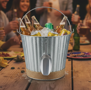 Cubo de Hielo de Metal Galvanizado con Cuchara, para Interiores y Exteriores, Regalos para Fiestas - Product Image 3