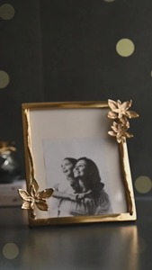 Golden Flower Photo <b>Frame</b> Set of 2 Floral Metal <b>Picture</b> <b>Frame</b> Golden Tabletop Display Decor Gift for Wedding home decor - Product Image 3
