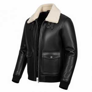 Veste en cuir et fourrure de haute qualité, tendance et très élégante - Product Image 6
