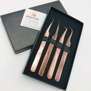 Pince à épiler professionnelle à volume plasma en or rose avec logo personnalisé Pince à épiler d'extension de cils en acier inoxydable durable - Product Image 6