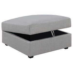 Austin Grey Square Upholstered <b>Stool</b> & <b>Ottoman</b> with Storage Features - Product Image 4