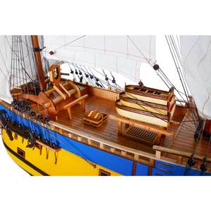 Modèle de bateau HMS Endeavour en bois artisanal OMH, peint, style nautique, objets de collection, décorations, cadeaux, Vietnam, 93x30.5x87 cm - Product Image 3