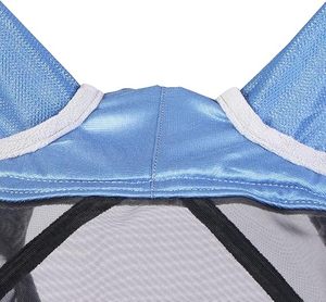 หน้ากากกันแมลงวันสำหรับม้า รุ่นมาตรฐาน ช่องตาขนาดใหญ่ พร้อมที่ครอบหู ป้องกันรังสียูวี สีน้ำเงินรอยัล ขนาดเต็มตัว - Product Image 4