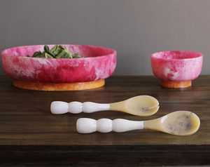 Bol en résine artisanal de haute qualité, plateau à riz fait main, vaisselle de cuisine en bois poli pour soupes et nouilles - Product Image 1