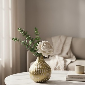 Jarrón de Metal Verde Moteado Hecho a Mano, Estilo Escandinavo, para Mesa, para Flores - Product Image 5