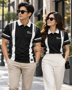 Polo tactique pour homme à manches courtes, rayé noir et blanc, séchage rapide, tissé, design décontracté, prix de gros, personnalisation OEM - Product Image 2