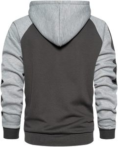 Sudadera con capucha para hombre con cremallera completa, manga raglán, bloques de color, informal, con bolsillo, transpirable, logotipo personalizado, venta al por mayor directa de fábrica OEM - Product Image 6