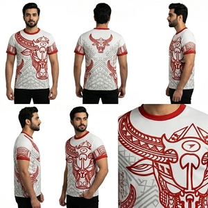 เสื้อยืดกีฬาพิมพ์ลายกราฟิกสำหรับผู้ชาย ระบายอากาศได้ดี แห้งเร็ว ชุดกีฬาลำลอง - Product Image 3