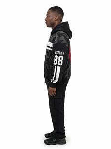 Ensemble deux pièces personnalisé avec logo, en molleton thermique respirant et à séchage rapide, pour homme, grande taille, pour le fitness, la gym, ou comme survêtement décontracté uni. - Product Image 2