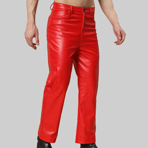 Pantalon en cuir de qualité supérieure, coupe régulière, pour l'hiver, décontracté, respirant, en cuir véritable pour homme - Product Image 4