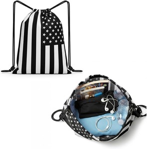 Custom USA Flag Drawstring Gym Bag Lightweight Water Resistant Polyester Sack pack Patriotic Fourth Of July Sports Backpack Bulk - Product Image 3