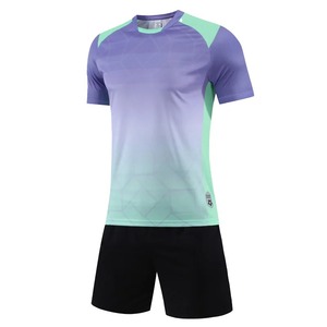 Ensembles de maillots dégradés, t-shirts et shorts de football, tenues de sport décontractées pour l'entraînement en salle, uniformes de sport tendance en polyester, vêtements de badminton - Product Image 1