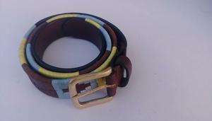 Ceinture de polo argentine brodée en cuir de qualité supérieure Ceintures en cuir de luxe à boucle en étain - Product Image 2