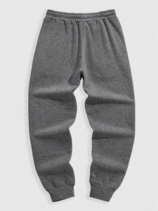 Men's Casual Sweatpants Midweight Drawstring <b>Elastic</b> <b>Waist</b> <b>Trousers</b> <b>with</b> Side Pockets Autumn Solid Grey Knitted Joggers - Product Image 2
