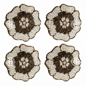 Ensemble de 4 sous-verres perlés de Noël vertes avec motif Père Noël, pour boissons, mugs, bar, table de salle à manger et décoration intérieure - Product Image 5