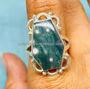 Anillo hecho a mano de plata 925 de alta calidad Green Ocean Jasper Anillo de regalo para mujer para aniversarios y fiestas - Product Image 6