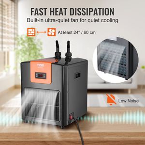 Refroidisseur d'eau hydroponique 1/4 HP pour aquariums de 92 gallons (348 L) avec compresseur de réfrigération silencieux pour eau de mer et eau douce, accessoires - Product Image 5