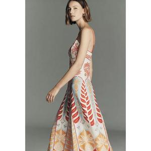 Vestido Maxi sin Mangas con Cuello en V, Corte en A, Moderno, Natural, 100% Algodón, Ropa de Playa de Lujo, Estampados Naturales, para Mujer, Verano, Nueva Llegada - Product Image 4