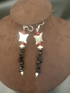 Amaira Jewels Butterfly Drop <b>Earrings</b> Gold Plated 925 Silver <b>Red</b> Beads Black Chips Freshwater Pearl Bohemia Style Women's - Product Image 6