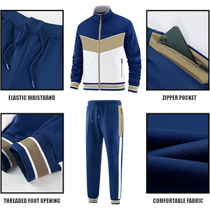 Rain Resistant Jacket And <b>Pants</b> Set With Adjustable Hood Hook And Loop Cuffs On Sleeves Windbreaker Tracksuit - Product Image 5