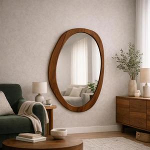 Espejo de Pared de Madera con Incrustaciones de Hoja de Oro, Espejo de Pared de Madera de Lujo para Decoración Elegante del Hogar, Espejo Colgante al por Mayor - Product Image 2